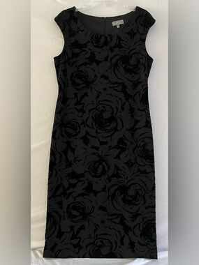 Laura Black Burnout Velvet Rose Midi Dress Goth Sz 12